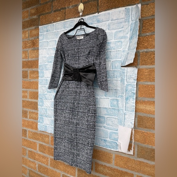 CHIARA BONI LA PETITE ROBE Thayna Plaid Belted Dress size 42/Small - Picture 4 of 16